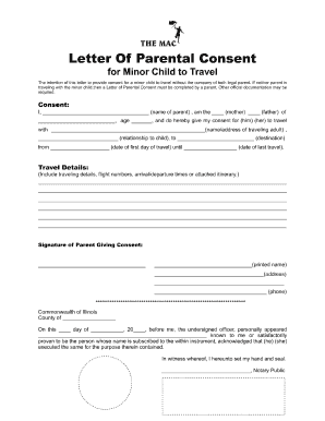 Authorization Letter for Minor to Travel Without Parents