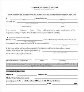 sample notarized letter of authorization