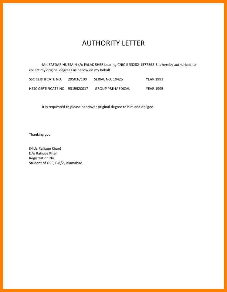 Sample of Authorization Letter Template with Example