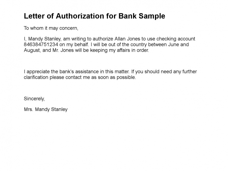 Bank Authorization Letter