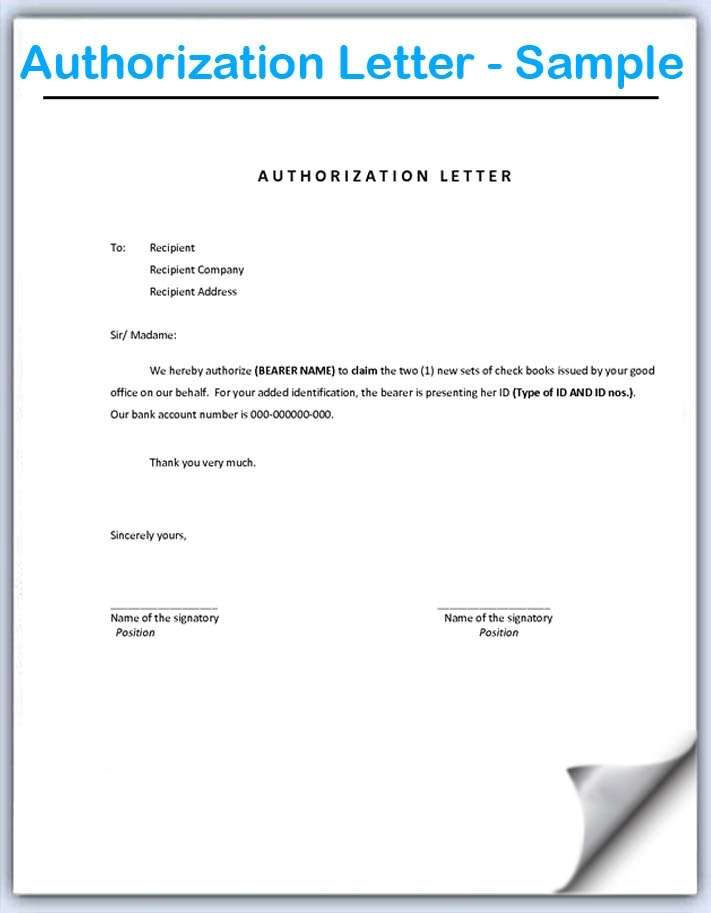 Authorization Letter Format Sample
