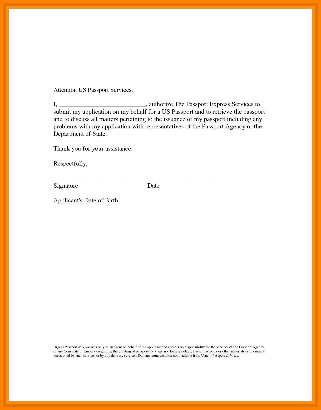 Free Sample Authorization Letter Template To Collect Passport 9192