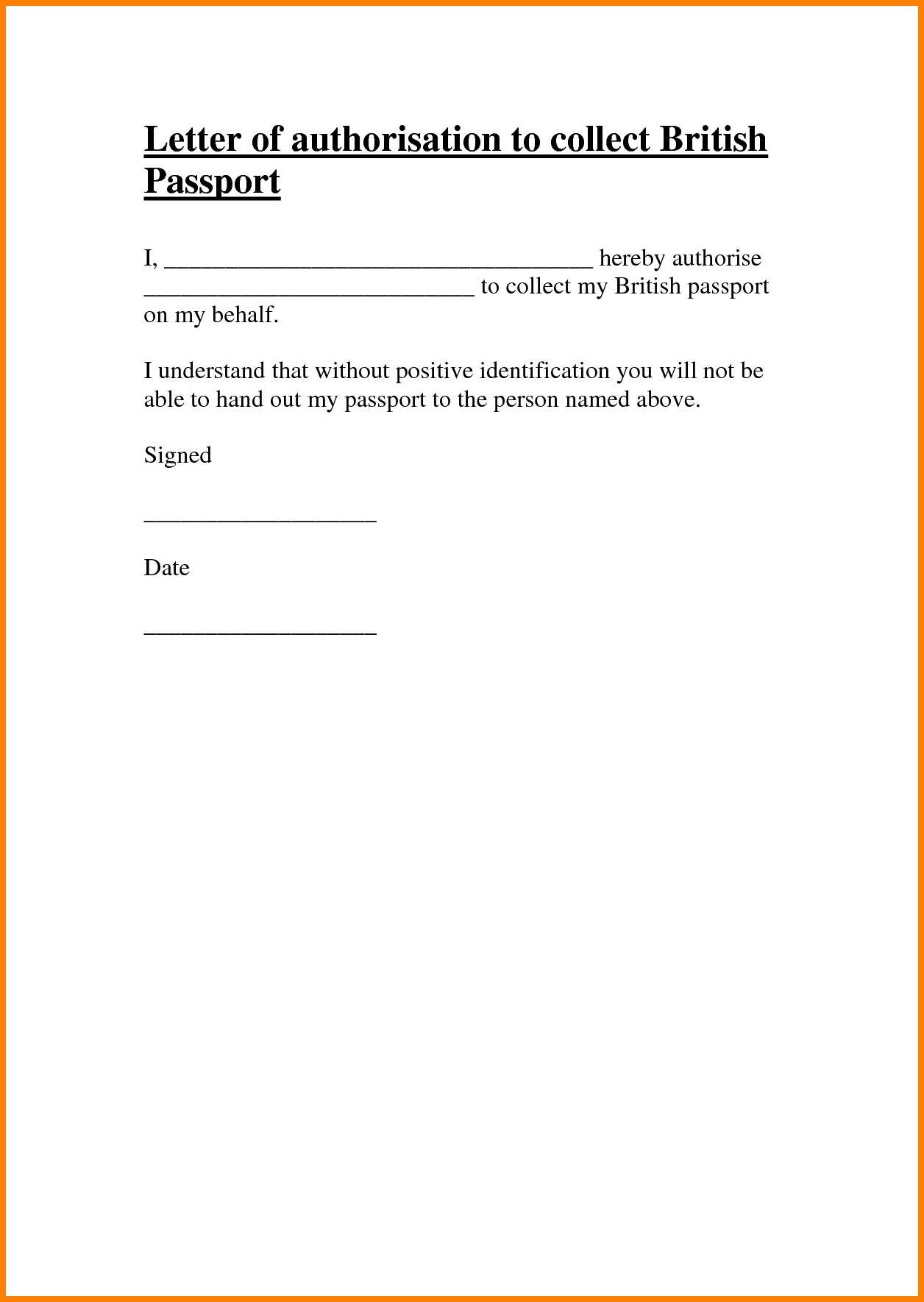 Free Sample Authorization Letter Template To Collect Passport