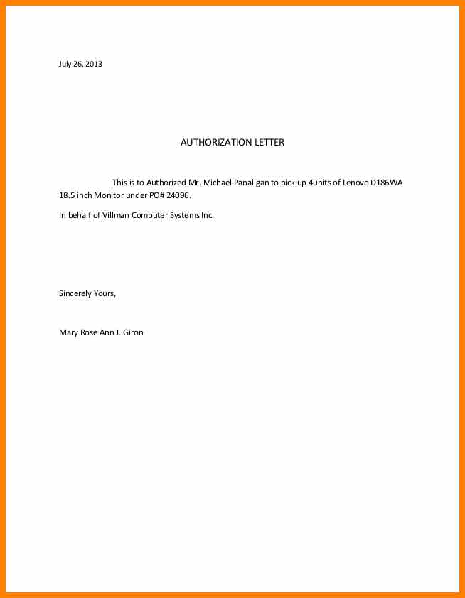 Authorization Letter To Pick Up Goods