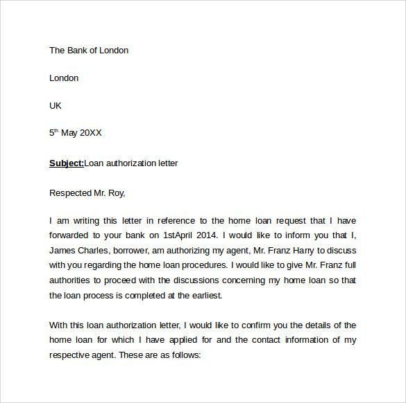 Authorization Letter to Bank Sample