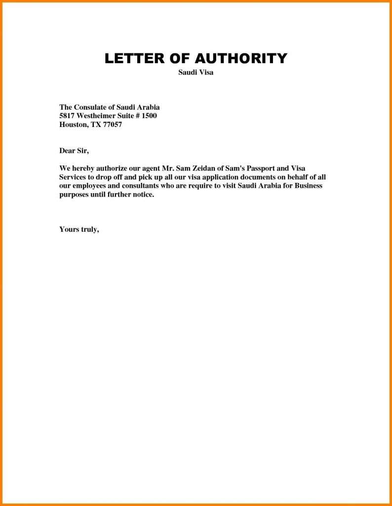 Authorization Letter for Personal Representative Example