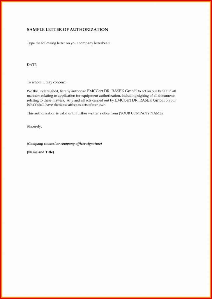 Example of Authorization Letter for Claiming