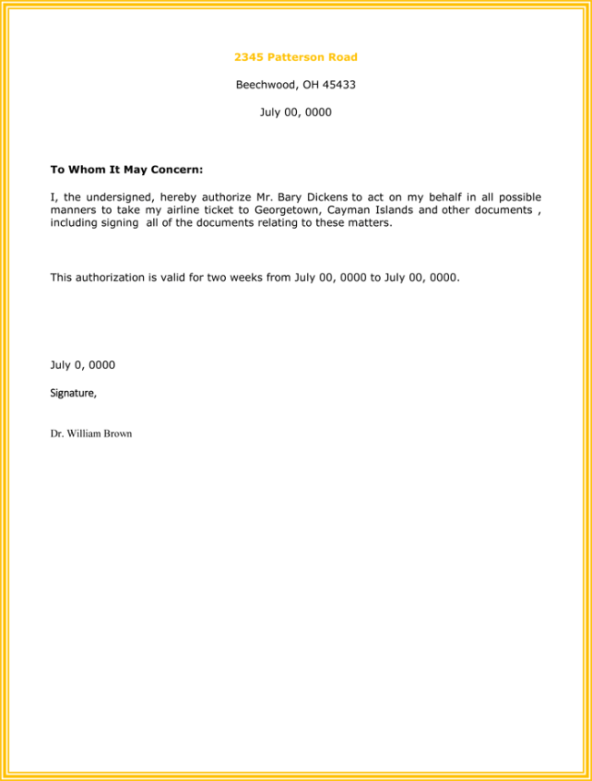 Authorization Letter Behalf Sample   official recognition endorsement Letter