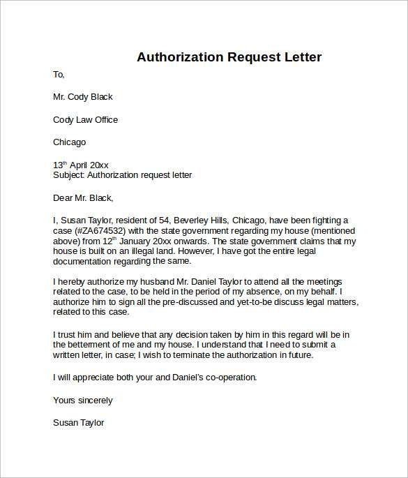 Example of Authorization Letter for Claiming