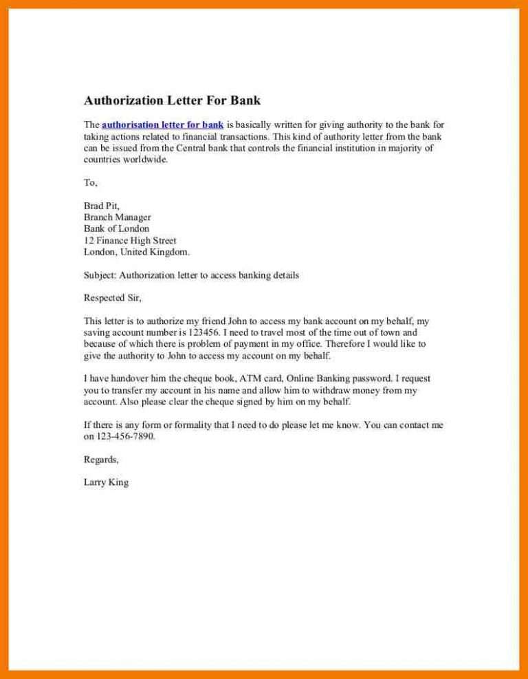Sample Of Authorization Letter Template To Claim Money 1440