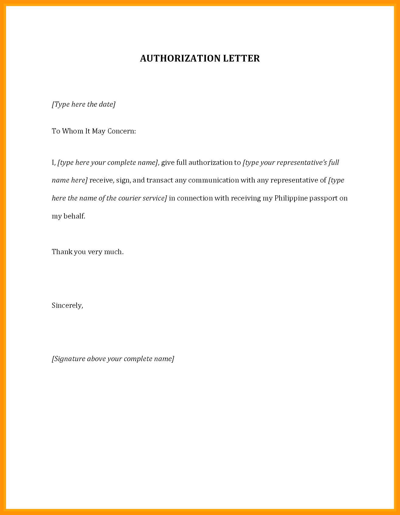 Free Sample Of Authorization Letter For Sss Templates In Pdf