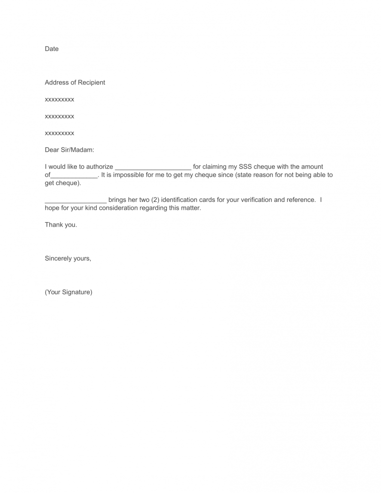 Sample Of Authorization Letter Template For Representative