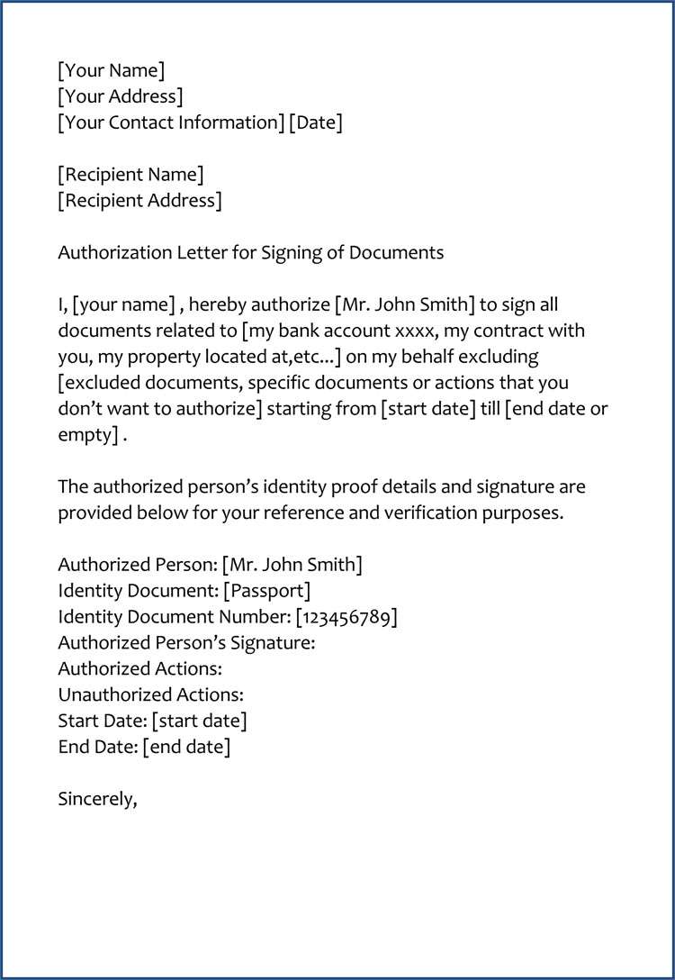 Authorization Letter For Signing Documents Free Download Authorization Letter 5855